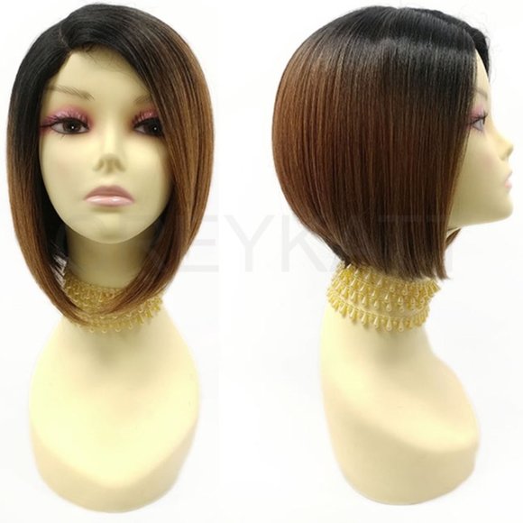 Brown lace part heat resistant bob wig - Picture 1 of 6
